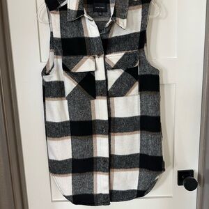 Love Tree Black and White Shacket vest